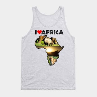 I Love Africa Wildlife Collage Map Tank Top